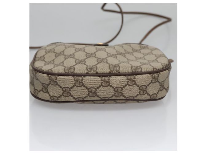Borsa a Spalla GUCCI GG Supreme Web Sherry Line PVC Beige Marrone Argento Auth BA103 - vista 9