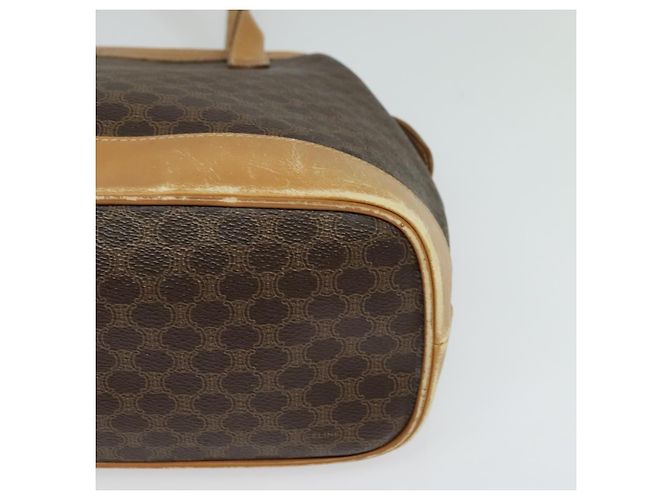 Céline Borsa a Spalla Cicada in Tela Macadam CELINE in Pelle PVC Marrone Oro Auth BD771 D'oro - vista 11