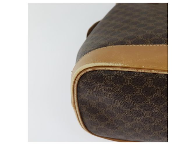 Céline Borsa a Spalla Cicada in Tela Macadam CELINE in Pelle PVC Marrone Oro Auth BD771 D'oro - vista 12