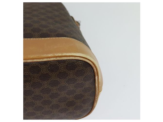 Céline Borsa a Spalla Cicada in Tela Macadam CELINE in Pelle PVC Marrone Oro Auth BD771 D'oro - vista 13