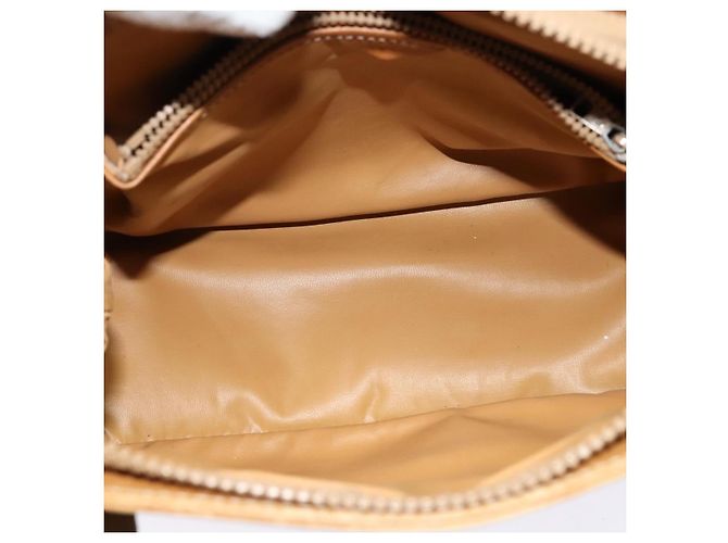 Céline Borsa a Spalla Cicada in Tela Macadam CELINE in Pelle PVC Marrone Oro Auth BD771 D'oro - vista 16