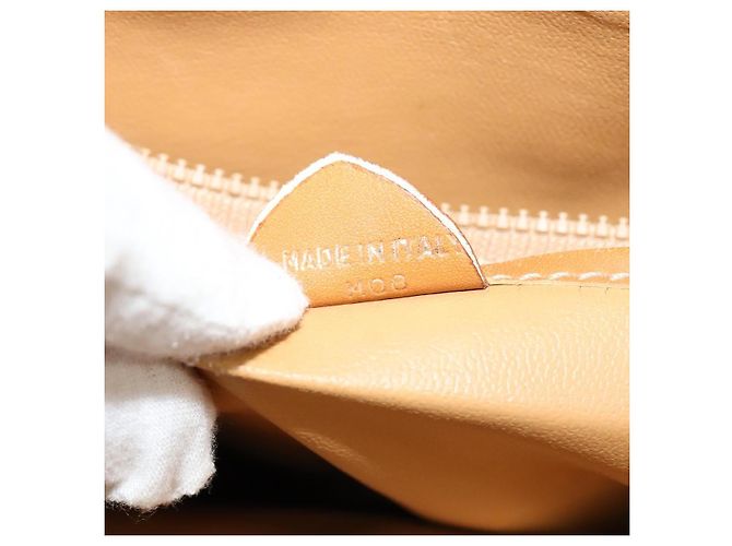 Céline Borsa a Spalla Cicada in Tela Macadam CELINE in Pelle PVC Marrone Oro Auth BD771 D'oro - vista 21