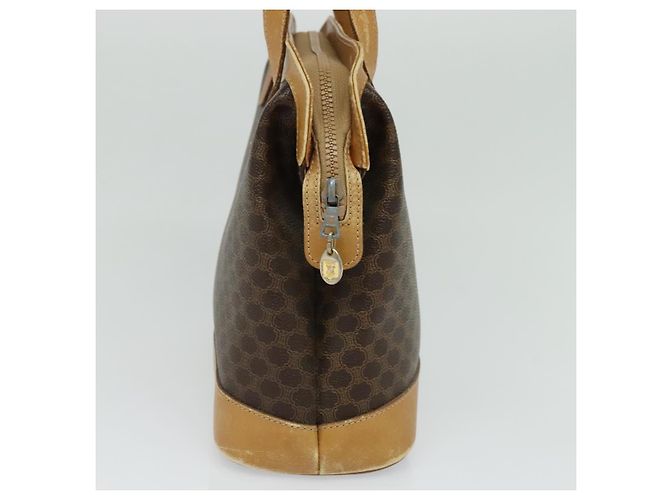 Céline Borsa a Spalla Cicada in Tela Macadam CELINE in Pelle PVC Marrone Oro Auth BD771 D'oro - vista 4