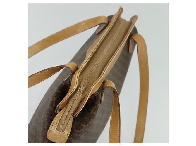 Céline Borsa a Spalla Cicada in Tela Macadam CELINE in Pelle PVC Marrone Oro Auth BD771 D'oro - vista 6
