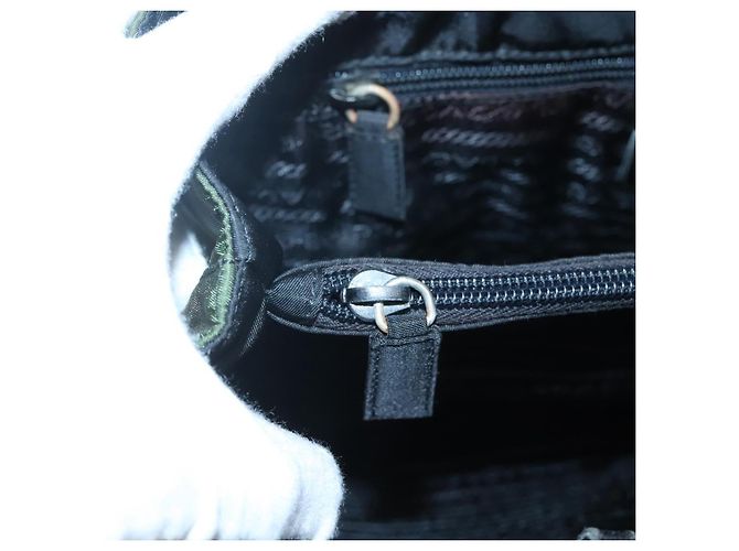 PRADA Schultertasche Nylon Khaki Silber Authentisch bs24325 - Ansicht 15
