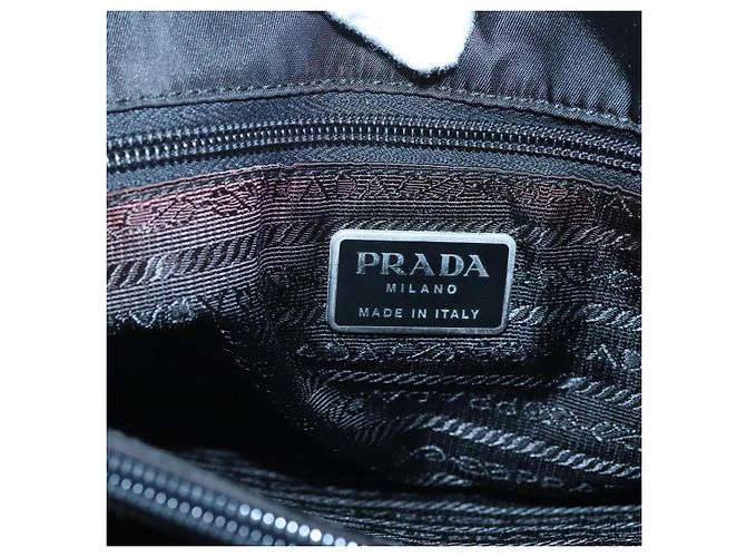PRADA Schultertasche Nylon Khaki Silber Authentisch bs24325 - Ansicht 16