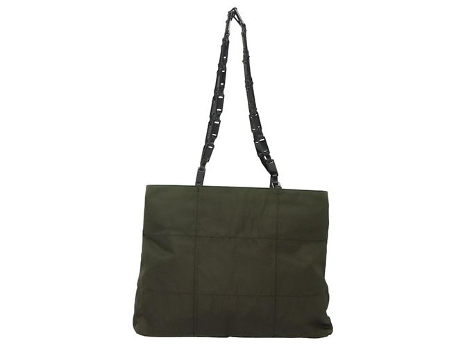 PRADA Schultertasche Nylon Khaki Silber Authentisch bs24325 - Ansicht 2