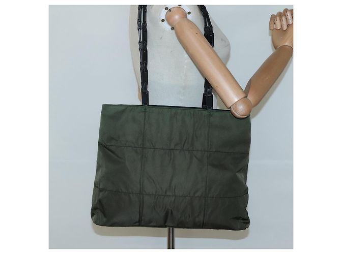 PRADA Schultertasche Nylon Khaki Silber Authentisch bs24325 - Ansicht 24