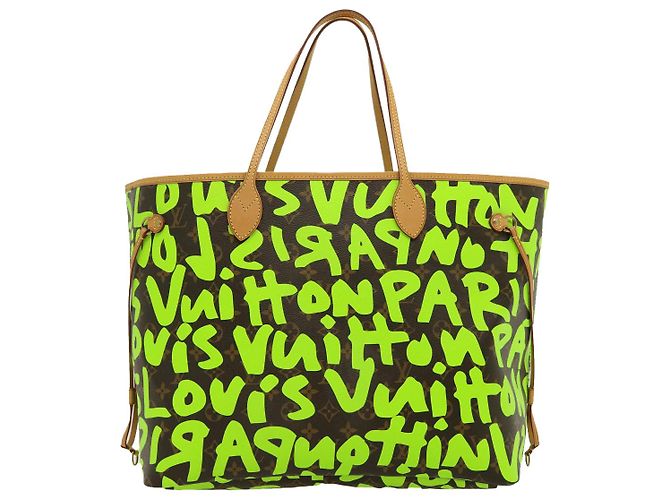 LOUIS VUITTON Borsa Tote Neverfull GM Monogram Graffiti Verde M93703 LV Auth 29943SM Verde chiaro Monogramma - vista 13