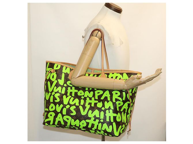LOUIS VUITTON Borsa Tote Neverfull GM Monogram Graffiti Verde M93703 LV Auth 29943SM Verde chiaro Monogramma - vista 25
