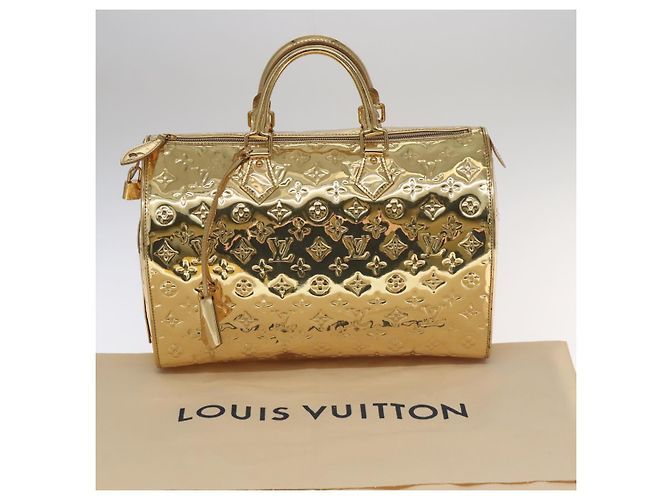 LOUIS VUITTON Borsa a Mano Monogram Miroir Speedy 35 Oro M95785 LV Auth 106299SM D'oro Monogramma - vista 12