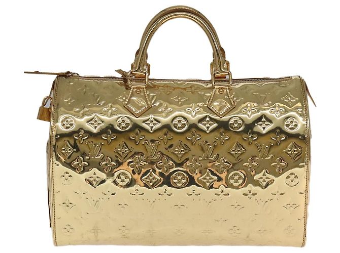 LOUIS VUITTON Borsa a Mano Monogram Miroir Speedy 35 Oro M95785 LV Auth 106299SM D'oro Monogramma - vista 13