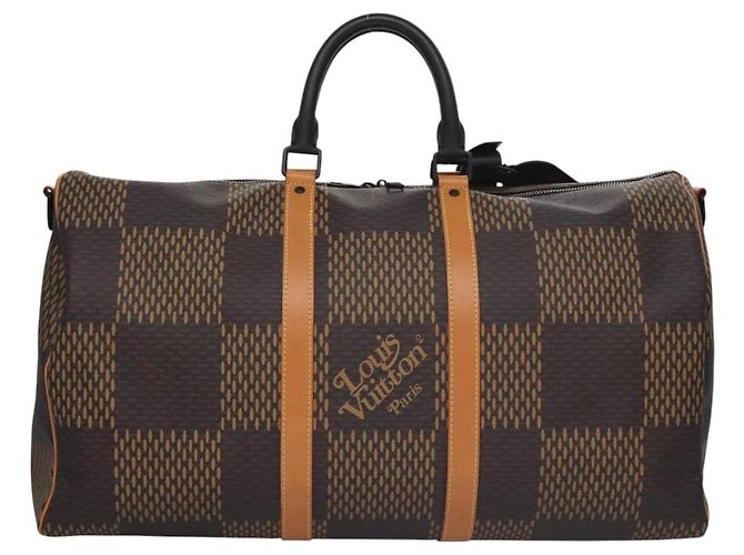 LOUIS VUITTON Borsa Keepall Bandoulière 50 Damier Ebene Giant N40360 Auth 109786SM - vista 3
