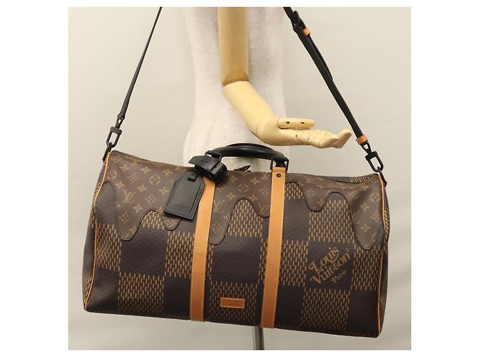 LOUIS VUITTON Borsa Keepall Bandoulière 50 Damier Ebene Giant N40360 Auth 109786SM - vista 34