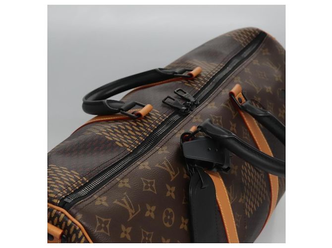 LOUIS VUITTON Borsa Keepall Bandoulière 50 Damier Ebene Giant N40360 Auth 109786SM - vista 6