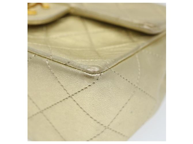 CHANEL Matelasse 17 Chain Shoulder Bag Lamb Skin Gold CC Auth 58346SAV - vista 14