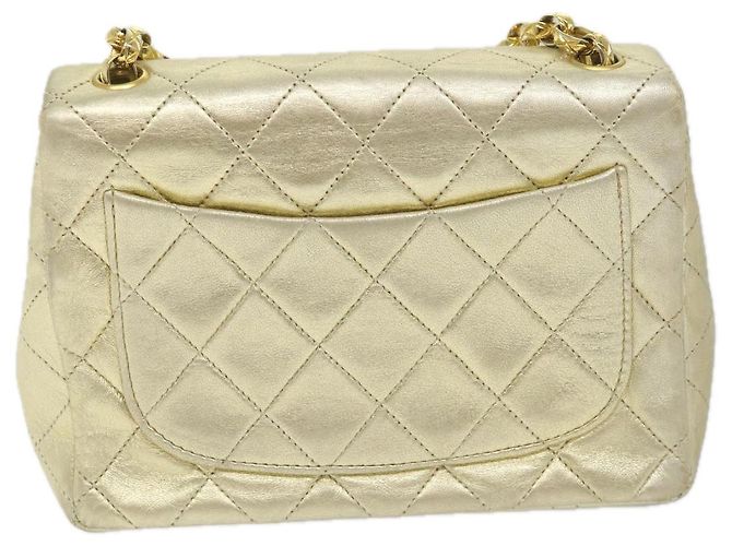 CHANEL Matelasse 17 Chain Shoulder Bag Lamb Skin Gold CC Auth 58346SAV - vista 2