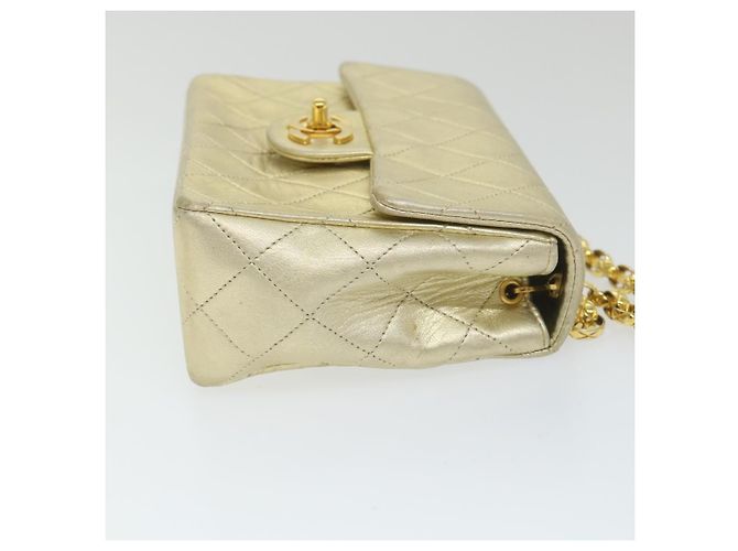CHANEL Matelasse 17 Chain Shoulder Bag Lamb Skin Gold CC Auth 58346SAV - vista 4