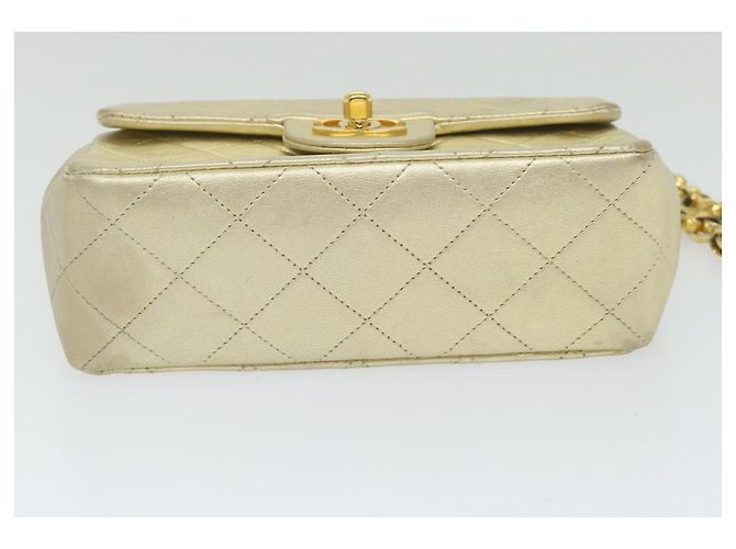 CHANEL Matelasse 17 Chain Shoulder Bag Lamb Skin Gold CC Auth 58346SAV - vista 5