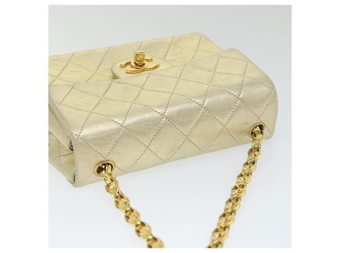 CHANEL Matelasse 17 Chain Shoulder Bag Lamb Skin Gold CC Auth 58346SAV - vista 6