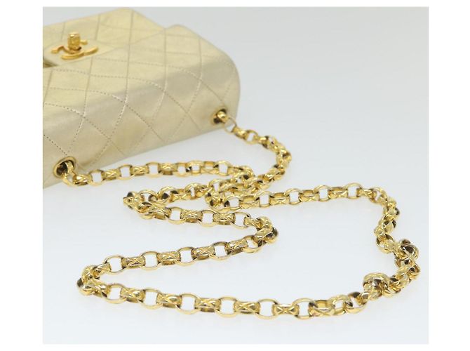 CHANEL Matelasse 17 Chain Shoulder Bag Lamb Skin Gold CC Auth 58346SAV - vista 7
