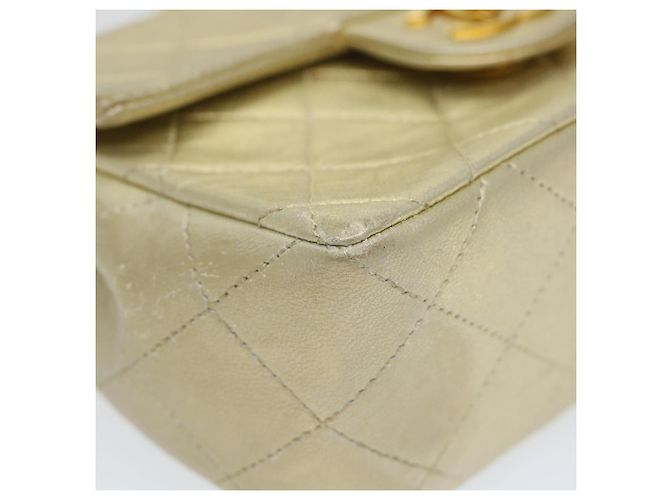 CHANEL Matelasse 17 Chain Shoulder Bag Lamb Skin Gold CC Auth 58346SAV - vista 9