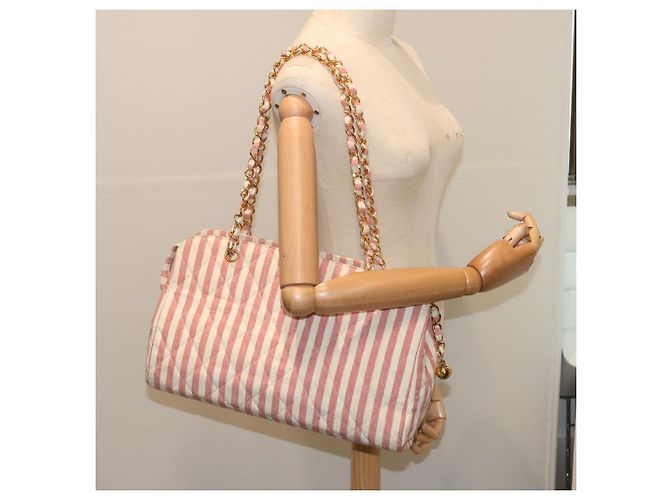 CHANEL Borsa a Spalla Matelassé in Tela Bianca Rossa CC Auth 69059SAV Bianco Rosso - vista 22
