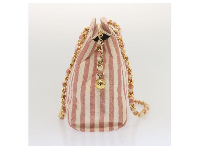 CHANEL Borsa a Spalla Matelassé in Tela Bianca Rossa CC Auth 69059SAV Bianco Rosso - vista 3