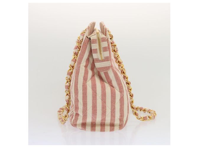 CHANEL Borsa a Spalla Matelassé in Tela Bianca Rossa CC Auth 69059SAV Bianco Rosso - vista 4