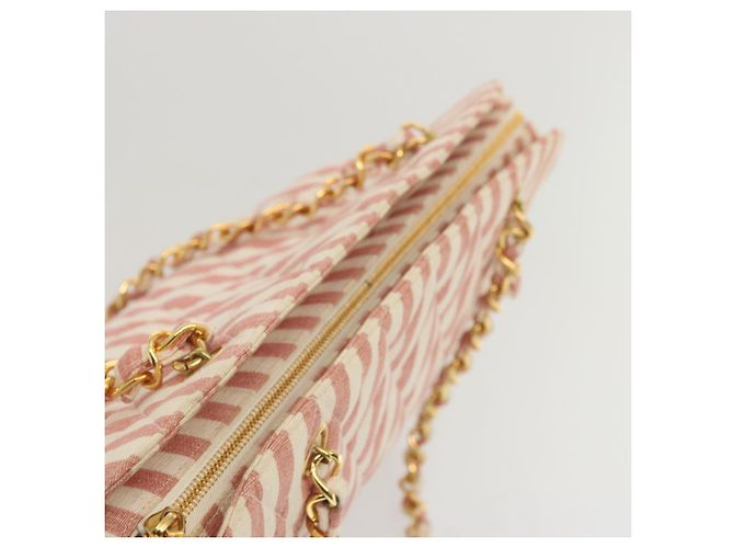 CHANEL Borsa a Spalla Matelassé in Tela Bianca Rossa CC Auth 69059SAV Bianco Rosso - vista 6