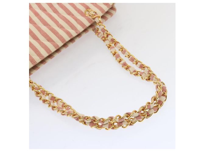 CHANEL Borsa a Spalla Matelassé in Tela Bianca Rossa CC Auth 69059SAV Bianco Rosso - vista 7