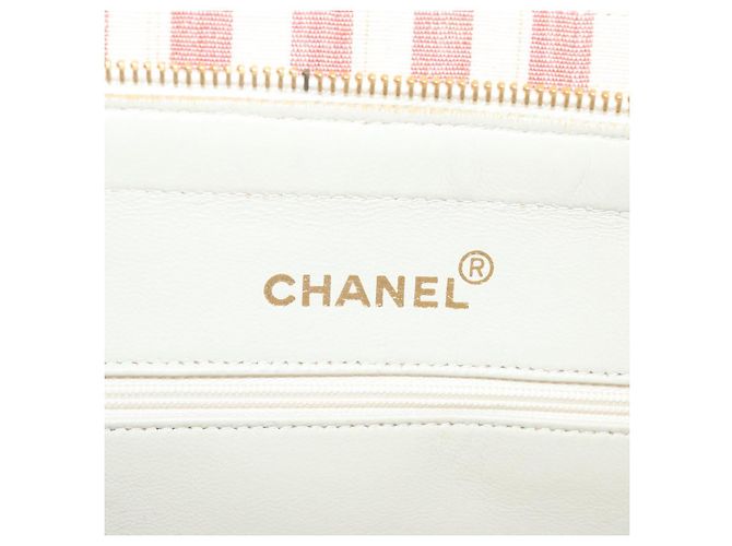 CHANEL Borsa a Spalla Matelassé in Tela Bianca Rossa CC Auth 69059SAV Bianco Rosso - vista 9