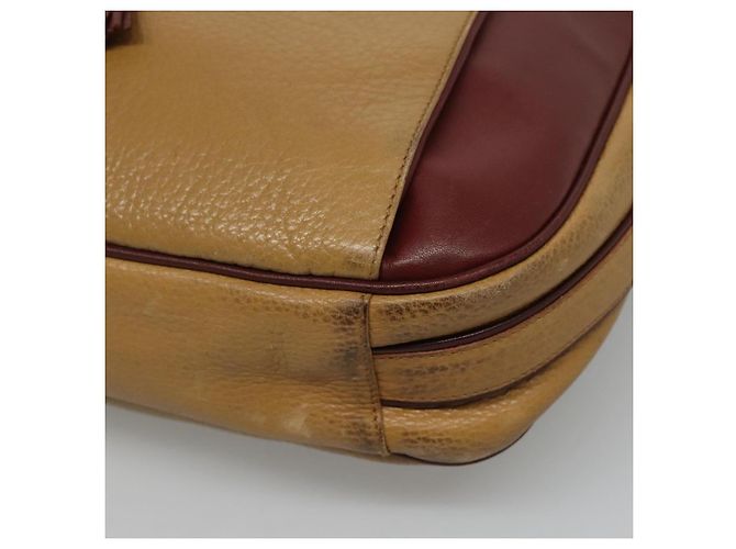 Cartier Borsa a spalla Must Line in pelle beige e rosso vino Auth BA709 Bordò - vista 10