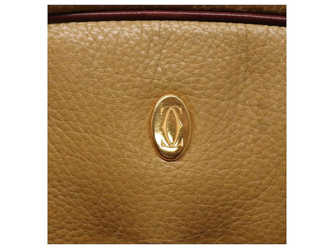 Cartier Borsa a spalla Must Line in pelle beige e rosso vino Auth BA709 Bordò - vista 14