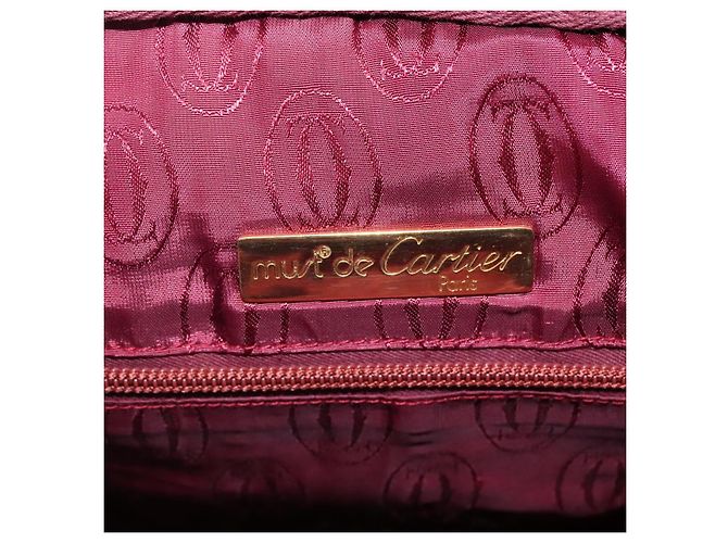 Cartier Borsa a spalla Must Line in pelle beige e rosso vino Auth BA709 Bordò - vista 16