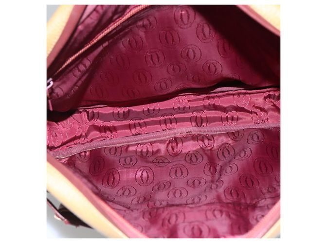 Cartier Borsa a spalla Must Line in pelle beige e rosso vino Auth BA709 Bordò - vista 17