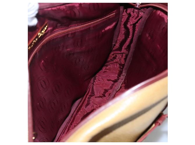 Cartier Borsa a spalla Must Line in pelle beige e rosso vino Auth BA709 Bordò - vista 18