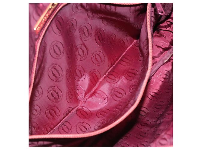 Cartier Borsa a spalla Must Line in pelle beige e rosso vino Auth BA709 Bordò - vista 20