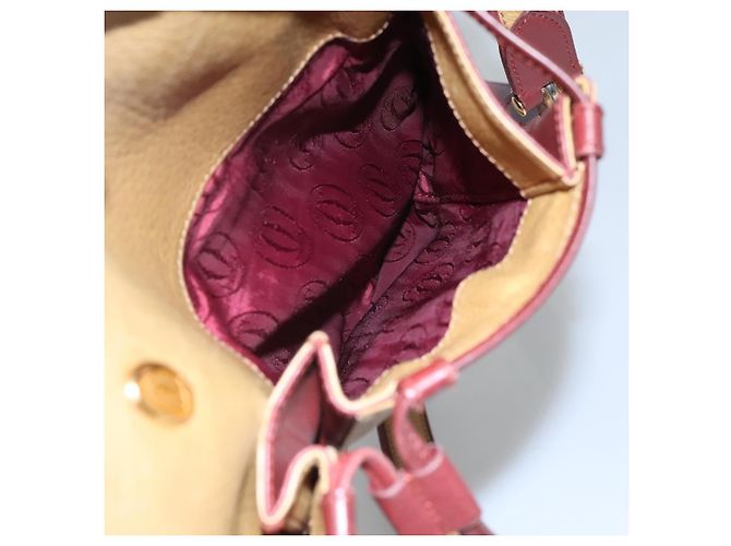 Cartier Borsa a spalla Must Line in pelle beige e rosso vino Auth BA709 Bordò - vista 21