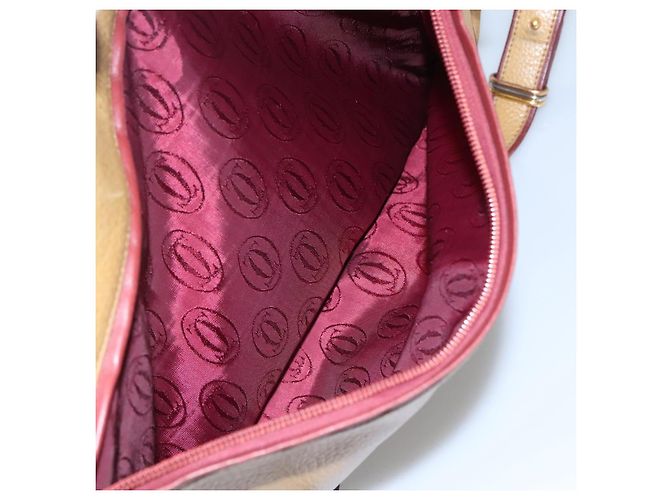 Cartier Borsa a spalla Must Line in pelle beige e rosso vino Auth BA709 Bordò - vista 22