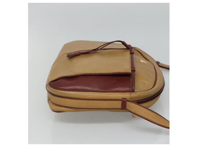 Cartier Borsa a spalla Must Line in pelle beige e rosso vino Auth BA709 Bordò - vista 4