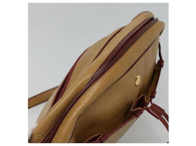 Cartier Borsa a spalla Must Line in pelle beige e rosso vino Auth BA709 Bordò - vista 6