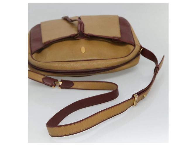 Cartier Borsa a spalla Must Line in pelle beige e rosso vino Auth BA709 Bordò - vista 7