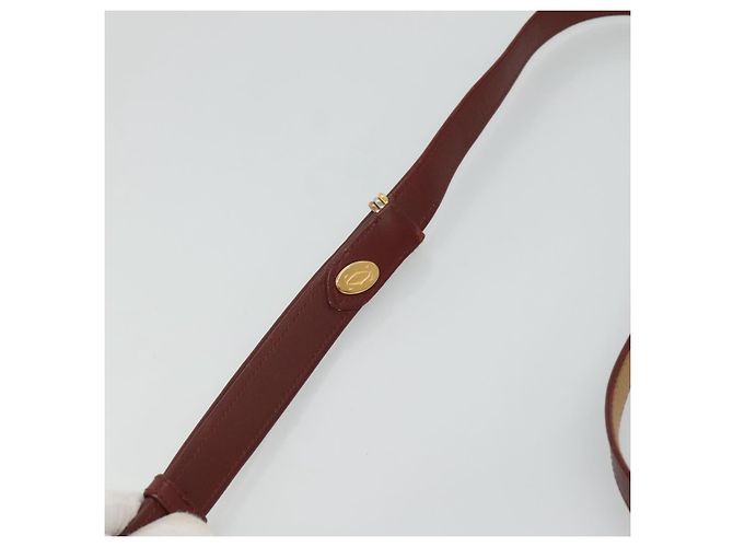 Cartier Borsa a spalla Must Line in pelle beige e rosso vino Auth BA709 Bordò - vista 8