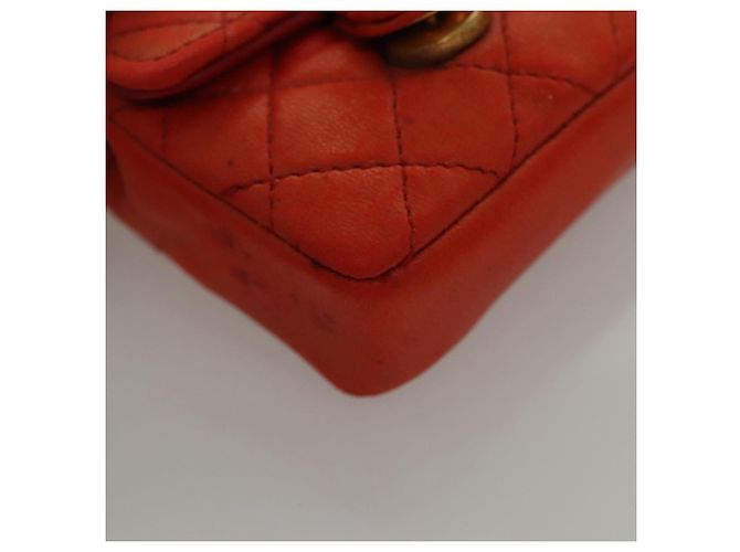 CHANEL Mini Mini Matelassé Charm Pelle di Agnello Arancione CC Auth BD1634 - vista 10