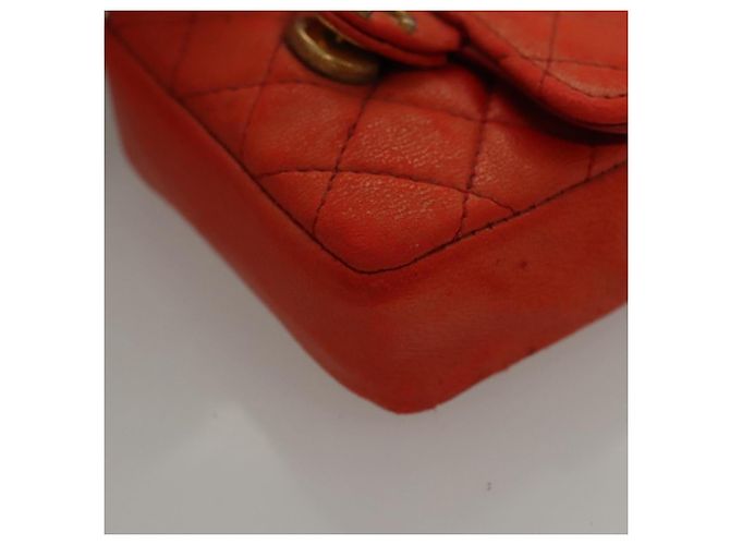 CHANEL Mini Mini Matelassé Charm Pelle di Agnello Arancione CC Auth BD1634 - vista 11