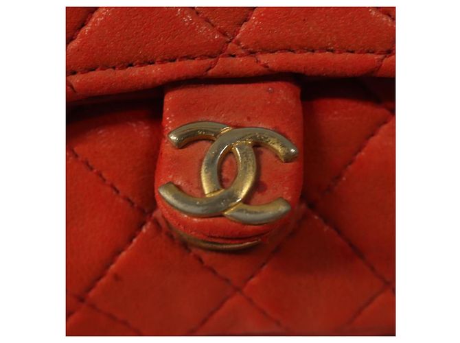 CHANEL Mini Mini Matelassé Charm Pelle di Agnello Arancione CC Auth BD1634 - vista 14