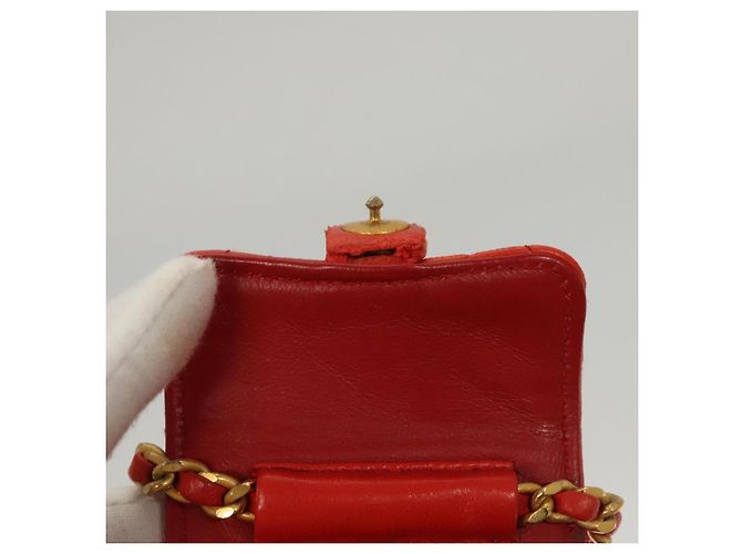 CHANEL Mini Mini Matelassé Charm Pelle di Agnello Arancione CC Auth BD1634 - vista 15