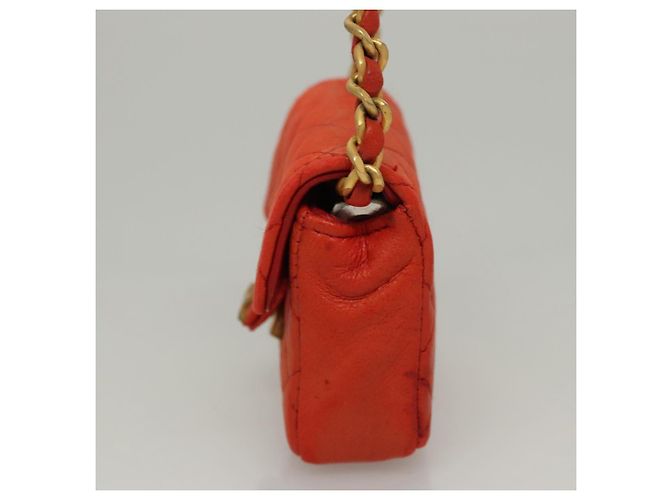 CHANEL Mini Mini Matelassé Charm Pelle di Agnello Arancione CC Auth BD1634 - vista 4