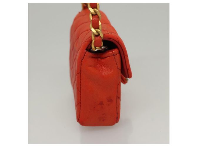 CHANEL Mini Mini Matelassé Charm Pelle di Agnello Arancione CC Auth BD1634 - vista 5